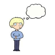 cartoon curious man with thought bubble N63