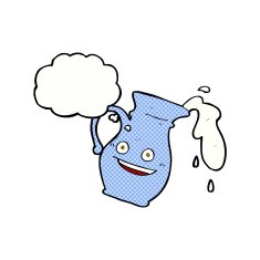 cartoon milk jug with thought bubble N2