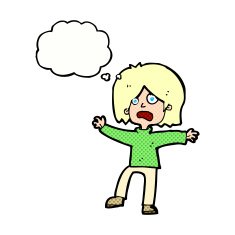 cartoon scared person with thought bubble N10