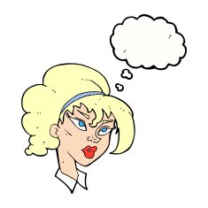 cartoon pretty woman with thought bubble N254
