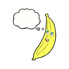 cartoon happy banana with thought bubble N5