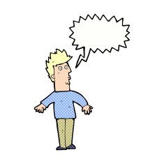 cartoon surprised man with thought bubble N131