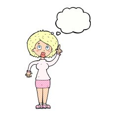 cartoon woman with idea thought bubble N235