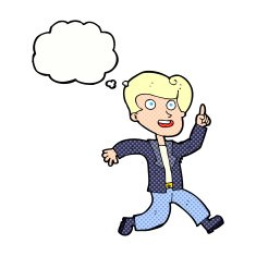cartoon man with great idea thought bubble N29