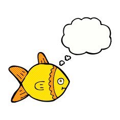 cartoon fish with thought bubble N87