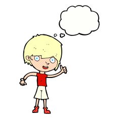 cartoon boy with positive attitude thought bubble N19