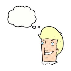 cartoon happy man with thought bubble N437