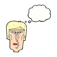 cartoon angry face with thought bubble N27