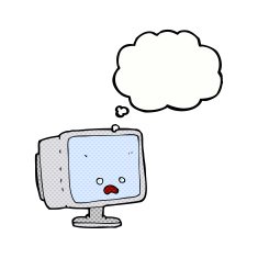 cartoon computer screen with thought bubble N12
