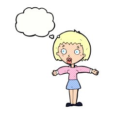 cartoon shocked woman with thought bubble N92