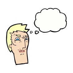 cartoon angry face with thought bubble N28