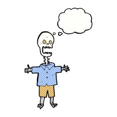 cartoon skeleton with thought bubble N6