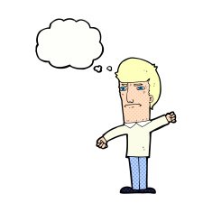 cartoon angry man with thought bubble N85