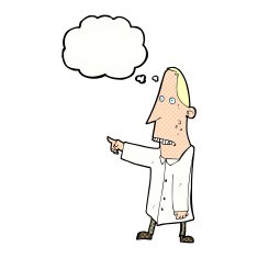 cartoon ugly man pointing with thought bubble N10