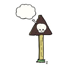 cartoon sign post with thought bubble N6
