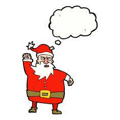 cartoon santa claus with thought bubble N180