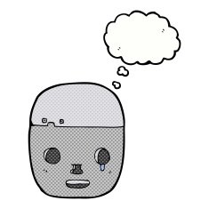 cartoon robot head with thought bubble N56