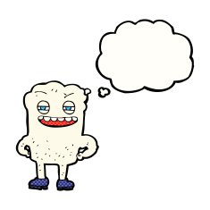 cartoon happy tooth with thought bubble N36