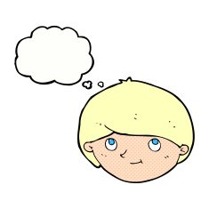 cartoon happy man with thought bubble N439