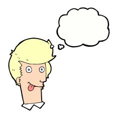 cartoon man with tongue hanging out thought bubble N10