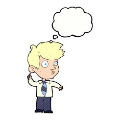 cartoon boy asking question with thought bubble N15