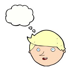cartoon happy face with thought bubble N48
