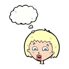 cartoon shocked expression with thought bubble N19