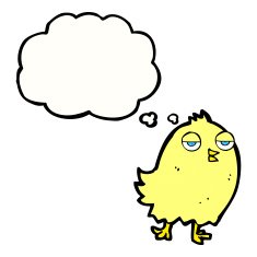 funny cartoon bird with thought bubble N127