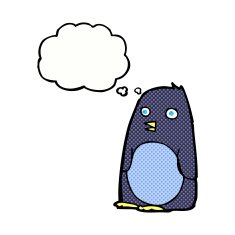 Cartoon Penguin With Thought Bubble N14