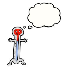 cartoon thermometer with thought bubble N10
