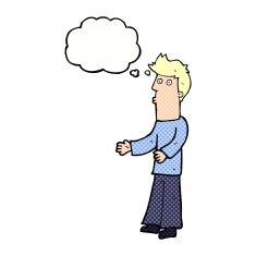 cartoon man explaining with thought bubble N18