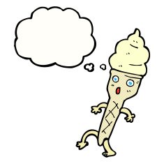 cartoon ice cream with thought bubble N9