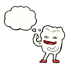 cartoon strong healthy tooth with thought bubble N10