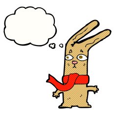cartoon rabbit with thought bubble N84