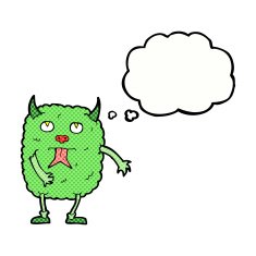 funny cartoon monster with thought bubble N28