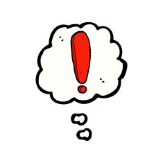 cartoon exclamation mark with thought bubble N2