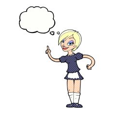 cartoon waitress taking order with thought bubble N18