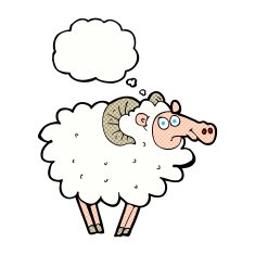 cartoon ram with thought bubble N2