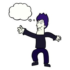cartoon vampire with thought bubble N122