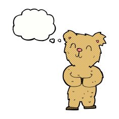 cartoon happy little bear with thought bubble N2