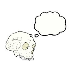 skull illustration with thought bubble N3