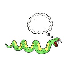 cartoon poisonous snake with thought bubble N6