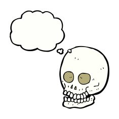 cartoon skull with thought bubble N28