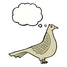 cartoon bird with thought bubble N257