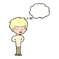 cartoon happy boy with thought bubble N219