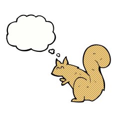 cartoon squirrel with thought bubble N15