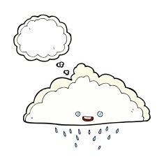 cartoon rain cloud with thought bubble N16