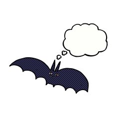 cartoon vampire bat with thought bubble N14