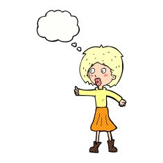 cartoon woman with thought bubble N28