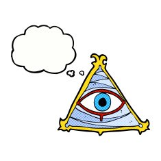 cartoon mystic eye symbol with thought bubble N2